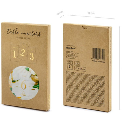 Tafelnummers Gouden Cijfers 12cm 20st van Partydeco koop je bij Partywinkel
