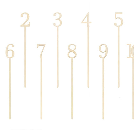 Tafelnummers Hout 25cm 10st van Partydeco koop je bij Partywinkel