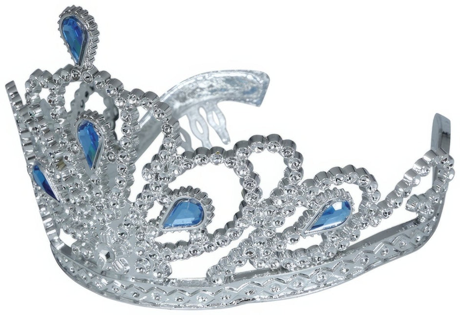 Tiara Zilver Meisje Met Blauw Diamanten Kind van Fiestas Guirca koop je bij Partywinkel