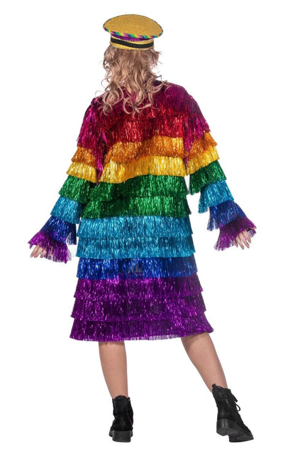 Regenboog Jas Dames Tinsel Lang van Wilbers & Wilbers koop je bij Partywinkel