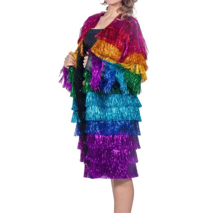 Regenboog Jas Dames Tinsel Lang van Wilbers & Wilbers koop je bij Partywinkel