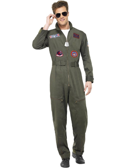 Top Gun Deluxe Heren Kostuum, groen van Smiffys koop je bij Partywinkel