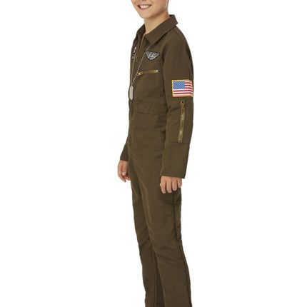 Top Gun Maverick Kinder Aviator Kostuum, groen van Smiffys koop je bij Partywinkel