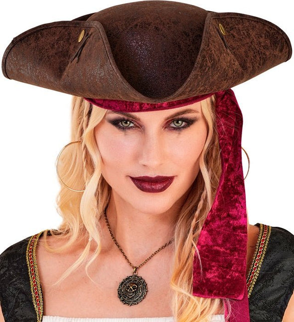 TRICORN VERWEERD LEER BRUIN van Widmann koop je bij Partywinkel