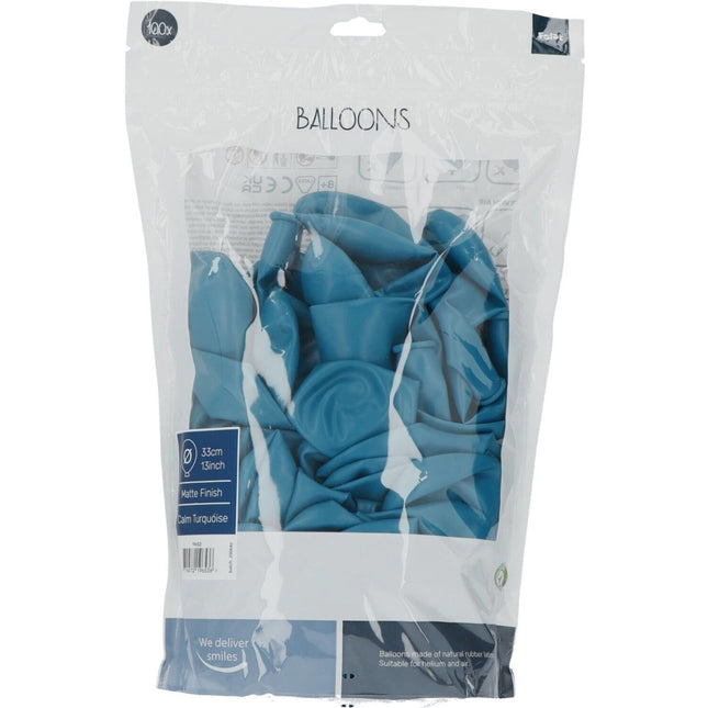 Turquoise Ballonnen Calm Turquoise 33cm 100st van Folat koop je bij Partywinkel