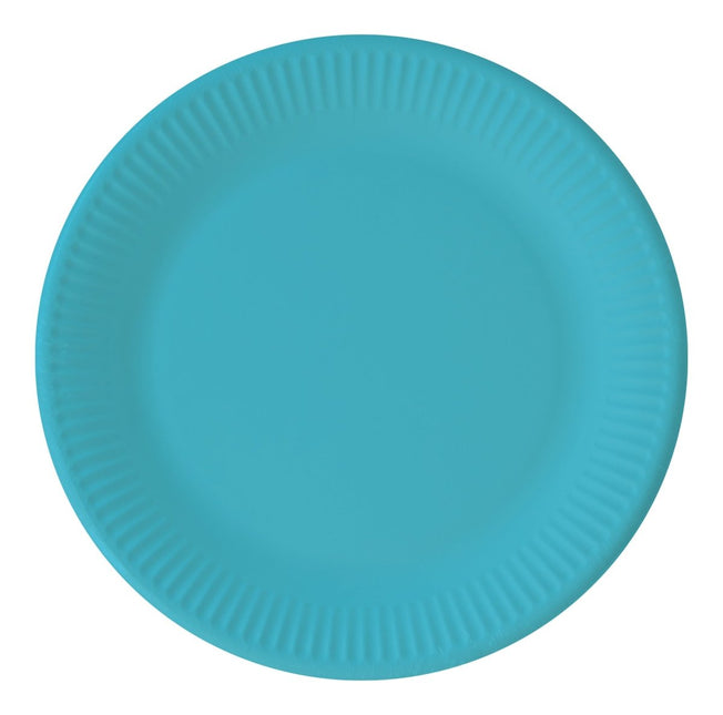Turquoise Borden 20cm 8st van Procos koop je bij Partywinkel