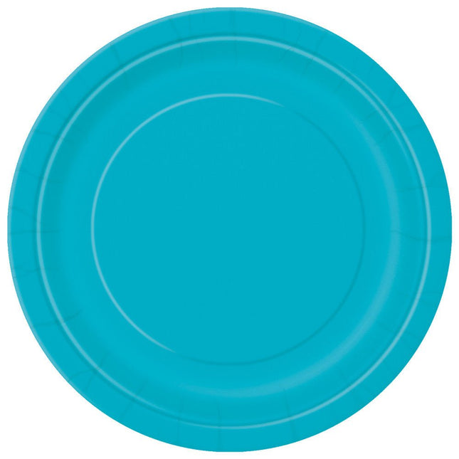 Turquoise Borden Rond 17,5cm 8st van Unique koop je bij Partywinkel