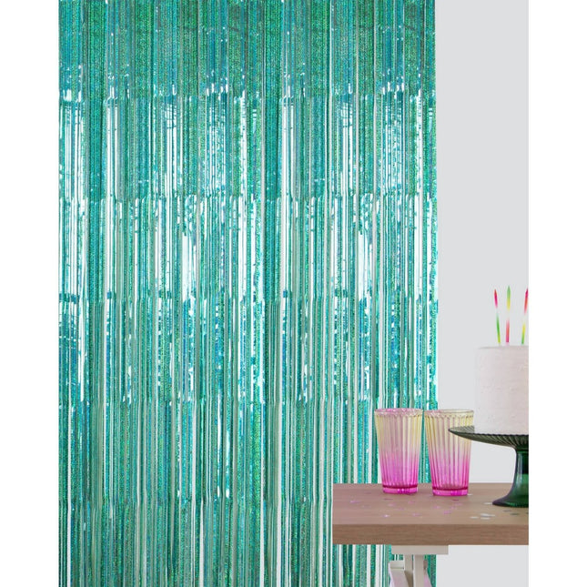 Turquoise Deurgordijn 2m van Folat koop je bij Partywinkel