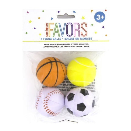 Uitdeelcadeautjes Stressballen Sport 5cm 4st van Unique koop je bij Partywinkel
