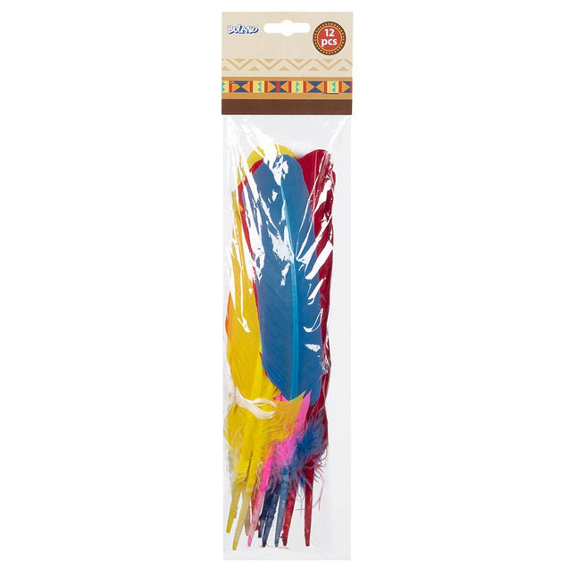 Uitdeelcadeautjes Veren 30cm 12st van Boland koop je bij Partywinkel