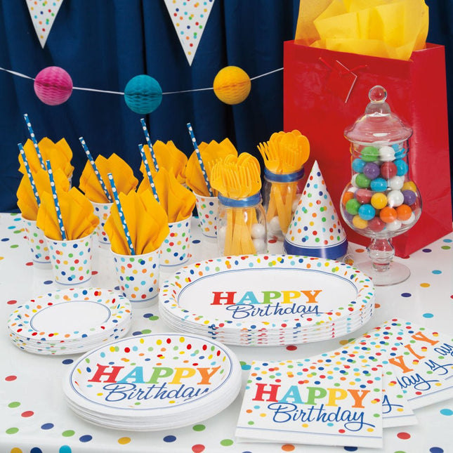 Uitdeelzakjes Happy Birthday Stippen Regenboog 8st van Unique koop je bij Partywinkel