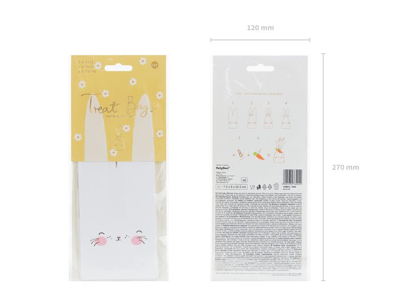 Uitdeelzakjes Konijn 22,5cm 6st van Partydeco koop je bij Partywinkel