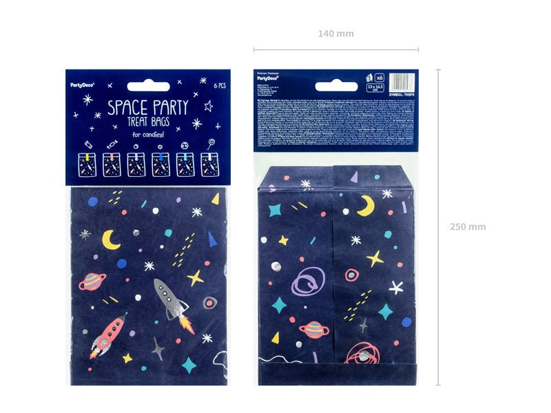 Uitdeelzakjes Space 14cm 6st van Partydeco koop je bij Partywinkel