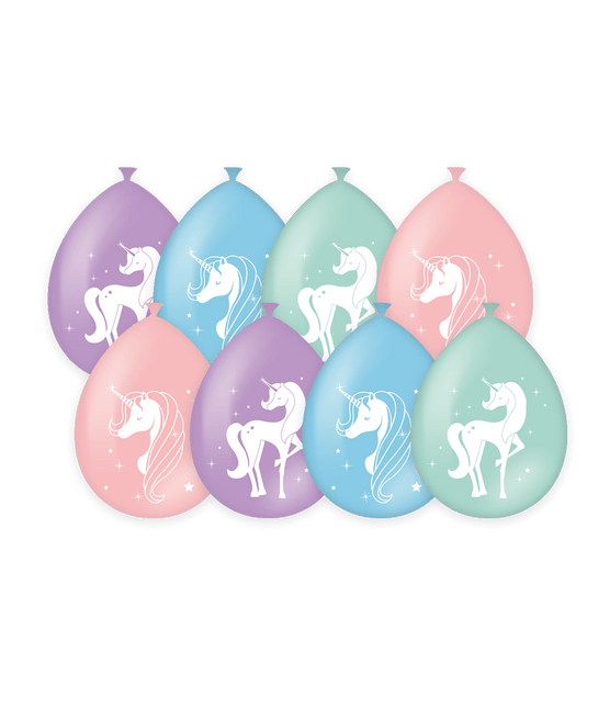 Unicorn Ballonnen Gekleurd 30cm 8st van Paper Dreams koop je bij Partywinkel