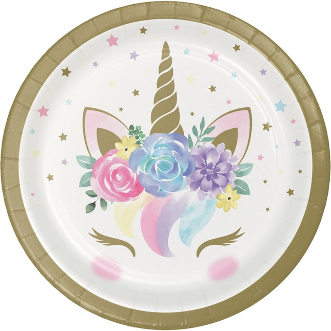 Unicorn Borden 18cm 8st van Creative Converting koop je bij Partywinkel