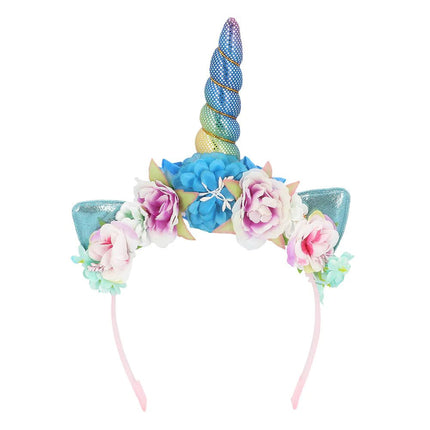 Unicorn Haarband Gekleurd Met Bloemen van Boland koop je bij Partywinkel