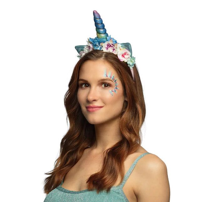 Unicorn Haarband Gekleurd Met Bloemen van Boland koop je bij Partywinkel