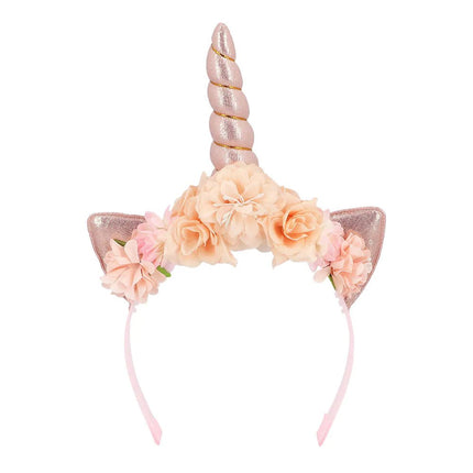 Unicorn Haarband Roze Met Bloemen van Boland koop je bij Partywinkel