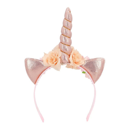 Unicorn Haarband Roze Met Bloemen van Boland koop je bij Partywinkel
