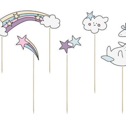 Unicorn Taart Topper Set 5 delig van Partydeco koop je bij Partywinkel