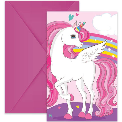 Unicorn Uitnodiging Regenboog 6st van Procos koop je bij Partywinkel