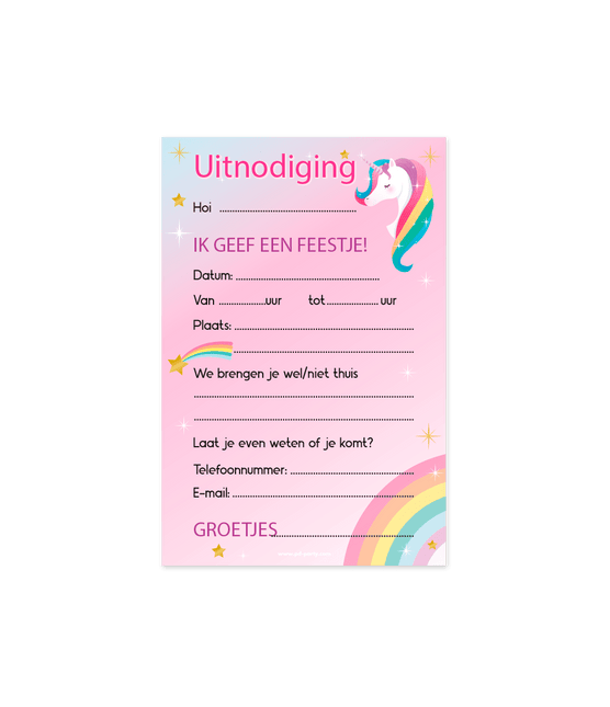 Unicorn Uitnodigingen Gekleurd 6st van Paper Dreams koop je bij Partywinkel