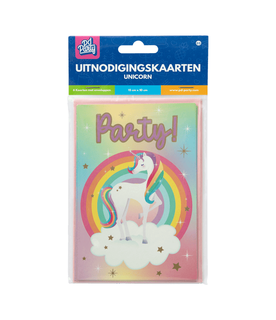 Unicorn Uitnodigingen Gekleurd 6st van Paper Dreams koop je bij Partywinkel