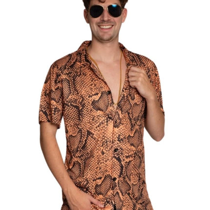 Shirt Slangenprint Goud Heren