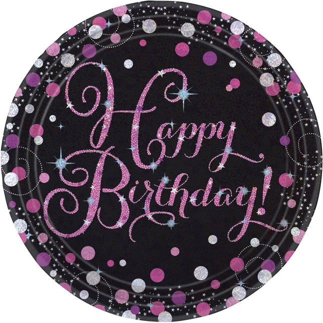 Verjaardag Borden Happy Birthday Roze 22,8cm 8st van Riethmueller koop je bij Partywinkel