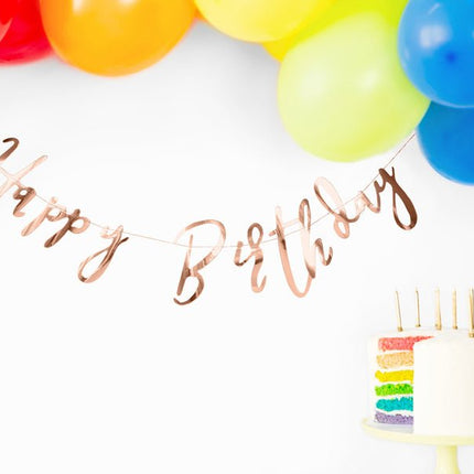 Verjaardag Letterslinger Happy Birthday Rose Goud 62cm van Partydeco koop je bij Partywinkel