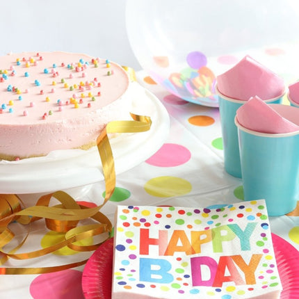 Verjaardag Servetten Happy Birthday Stippen 33cm 20st van Folat koop je bij Partywinkel