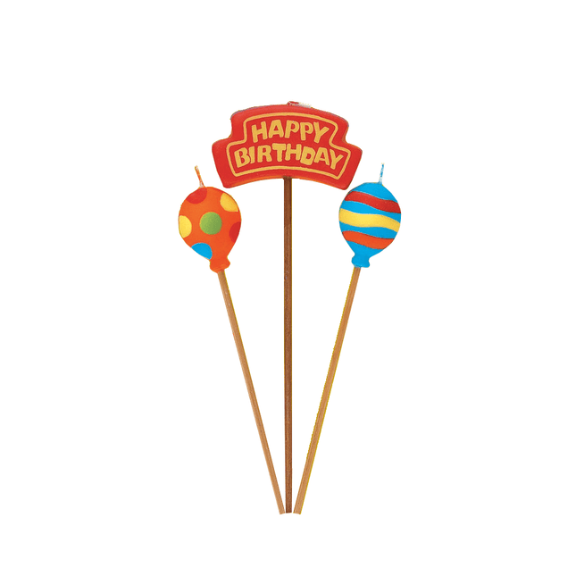 Verjaardagskaarsjes Happy Birthday Ballonnen 26,4cm 3st van Unique koop je bij Partywinkel