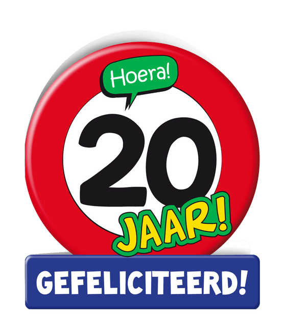 Verjaardagskaart 20 Jaar Verkeersbord 16,5cm van Paper Dreams koop je bij Partywinkel