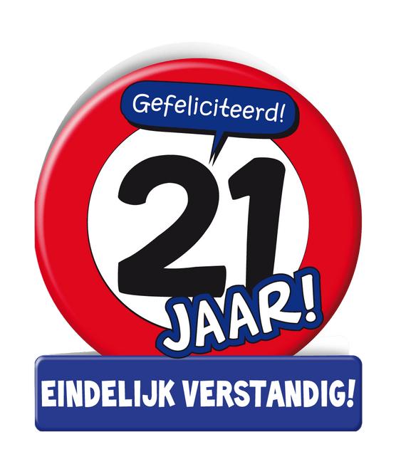 Verjaardagskaart 21 Jaar Verkeersbord 16,5cm van Paper Dreams koop je bij Partywinkel