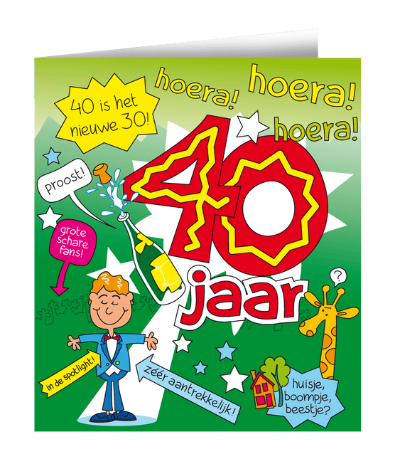 Verjaardagskaart 40 Jaar Man Cartoon 16,5cm van Paper Dreams koop je bij Partywinkel