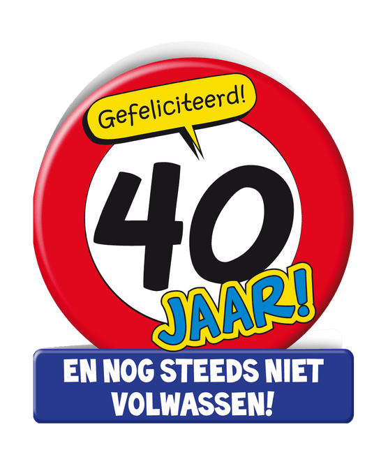 Verjaardagskaart 40 Jaar Verkeersbord 16,5cm van Paper Dreams koop je bij Partywinkel