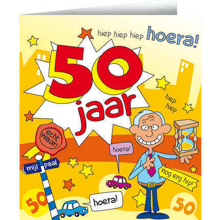 Verjaardagskaart 50 Jaar Man Cartoon 16,5cm van Paper Dreams koop je bij Partywinkel