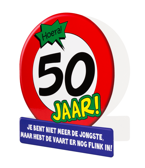 Verjaardagskaart 50 Jaar Verkeersbord 16,5cm van Paper Dreams koop je bij Partywinkel