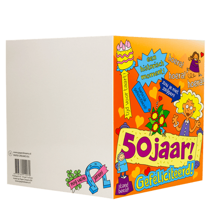 Verjaardagskaart 50 Jaar Vrouw Cartoon 16,5cm van Paper Dreams koop je bij Partywinkel