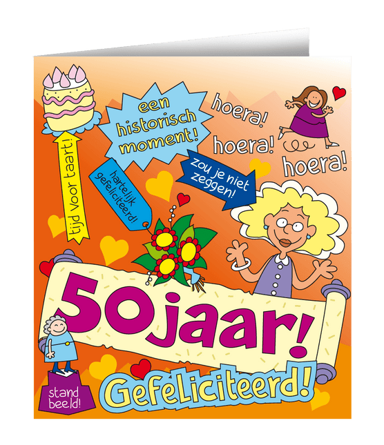 Verjaardagskaart 50 Jaar Vrouw Cartoon 16,5cm van Paper Dreams koop je bij Partywinkel