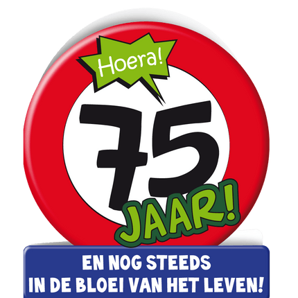 Verjaardagskaart 75 Jaar Verkeersbord 16,5cm van Paper Dreams koop je bij Partywinkel