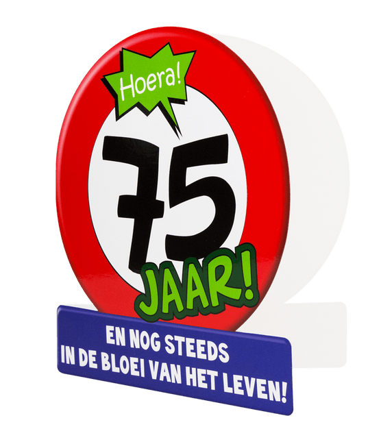 Verjaardagskaart 75 Jaar Verkeersbord 16,5cm van Paper Dreams koop je bij Partywinkel