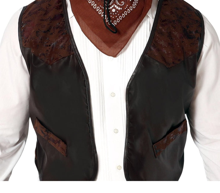 Vest Bruin Kunstleer L van Fiestas Guirca koop je bij Partywinkel