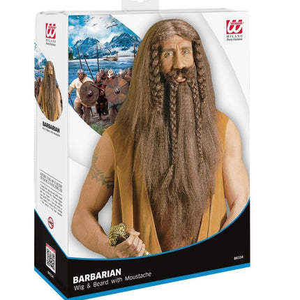 Viking Pruik Met Snor Bruin van Widmann koop je bij Partywinkel