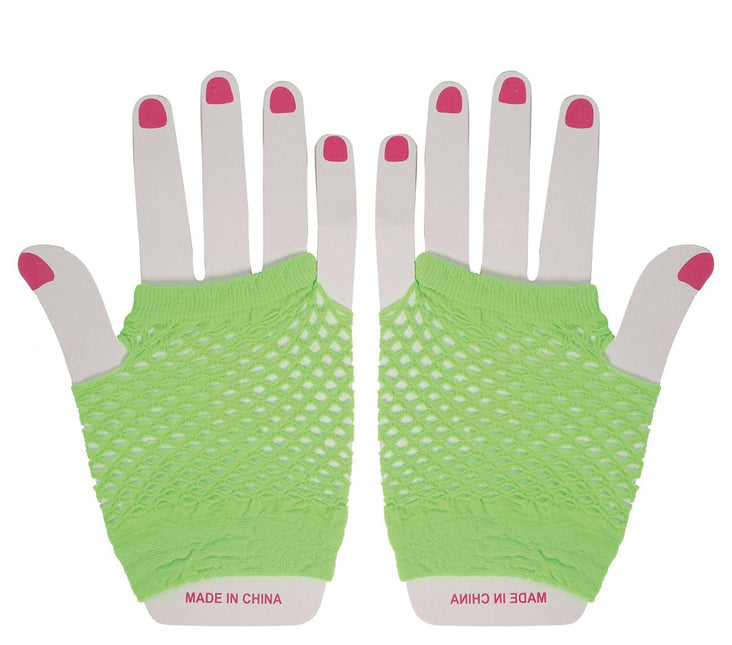 Visnet Handschoenen Limoen Groen 11cm van Fiestas Guirca koop je bij Partywinkel