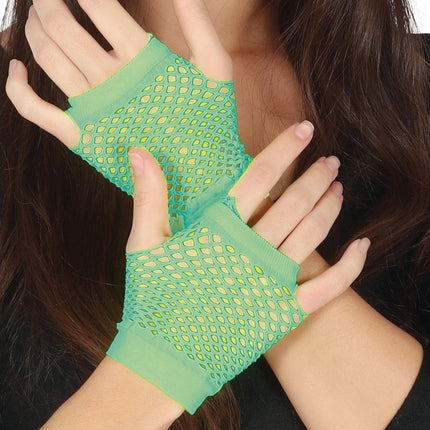 Visnet Handschoenen Limoen Groen 11cm van Fiestas Guirca koop je bij Partywinkel