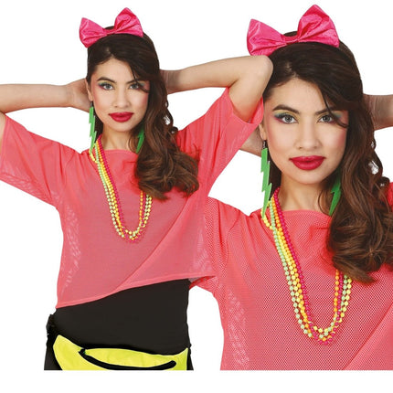 Visnet T/shirt Neon Roze Kort L van Fiestas Guirca koop je bij Partywinkel