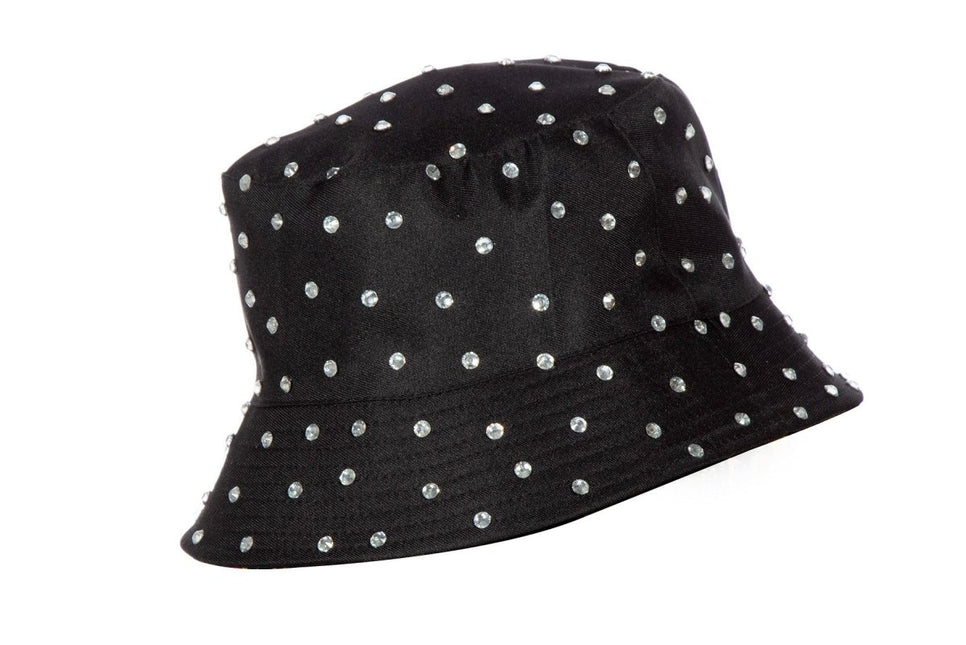 Zwarte Bucket Hat Dames Strass Steentjes van Wilbers & Wilbers koop je bij Partywinkel