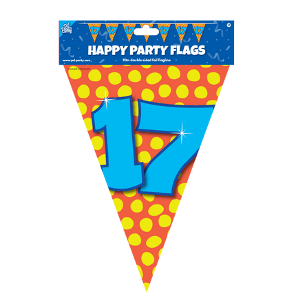 Vlaggenlijn 17 Jaar Gekleurd 10m van Paper Dreams koop je bij Partywinkel