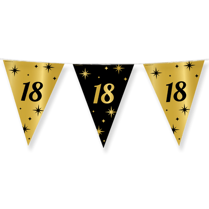 Vlaggenlijn 18 Jaar Goud Zwart 10m van Paper Dreams koop je bij Partywinkel